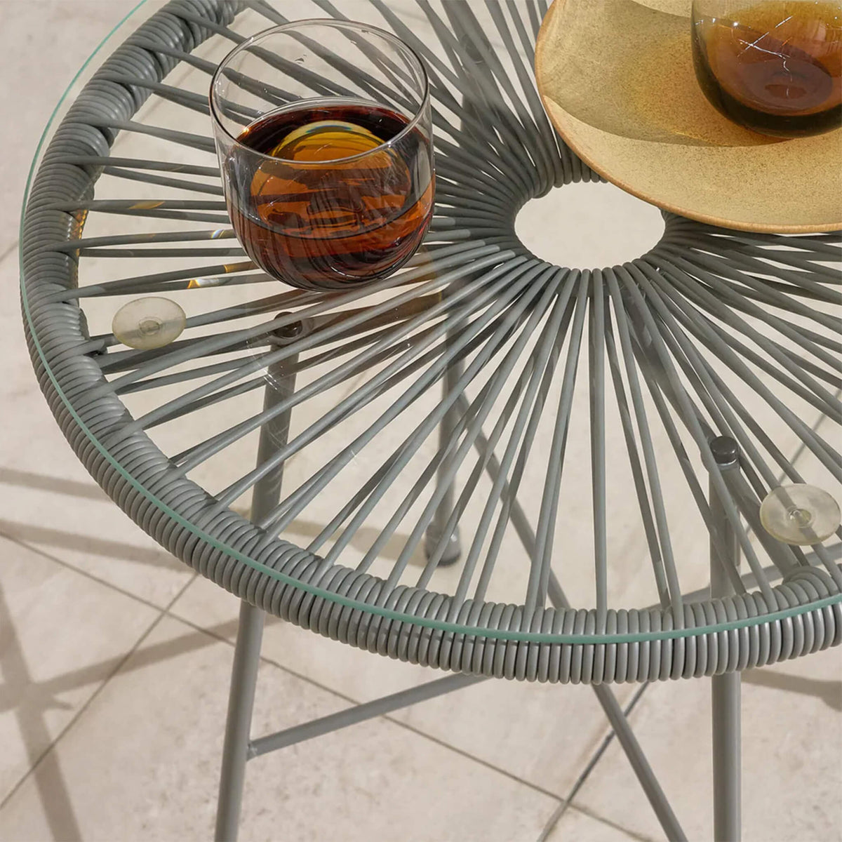 Monaco Outdoor 2 Seater Egg Chair Bistro Set - Grey - DUSK