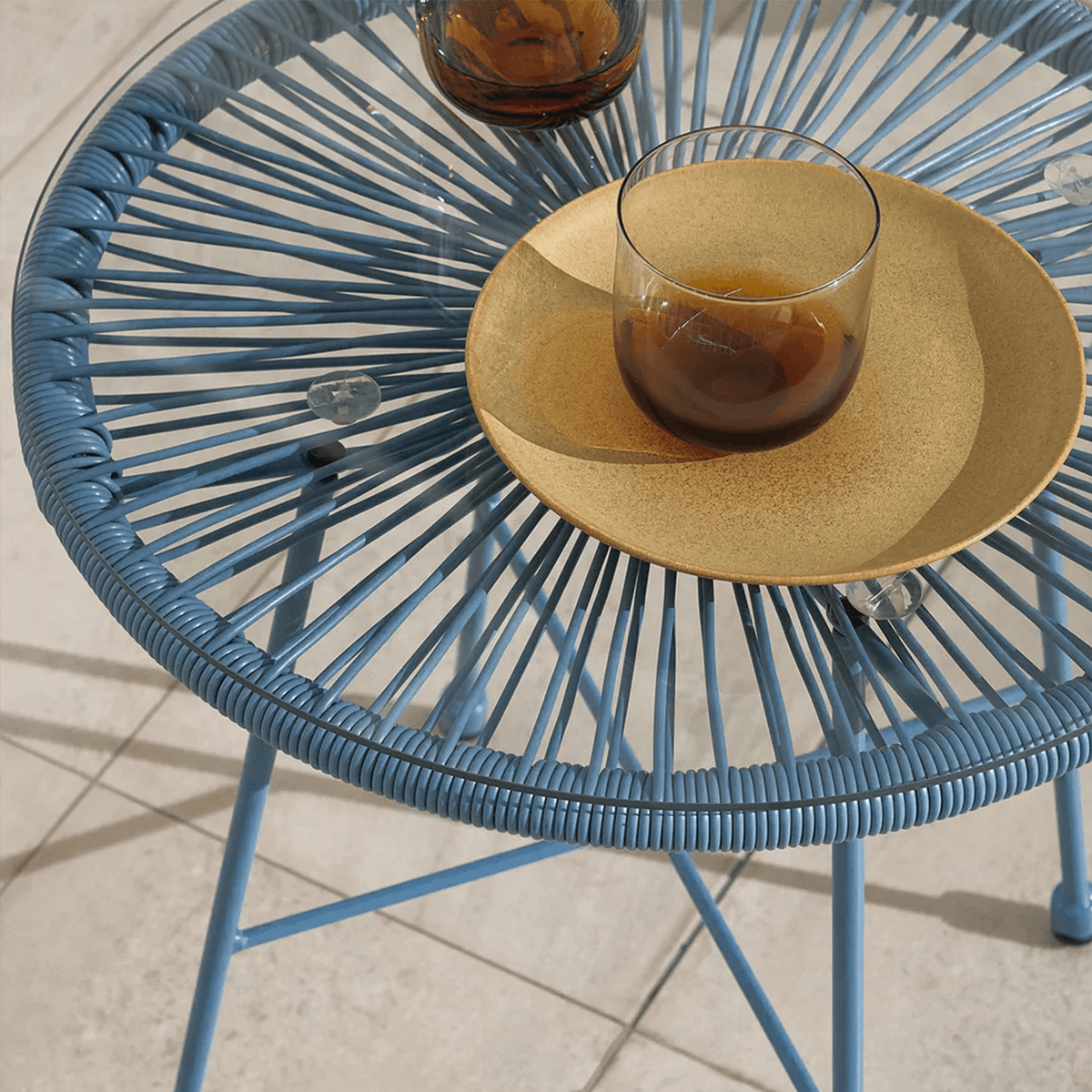 Monaco Outdoor 2 Seater Round Bistro Table and Egg Chairs - Blue - DUSK