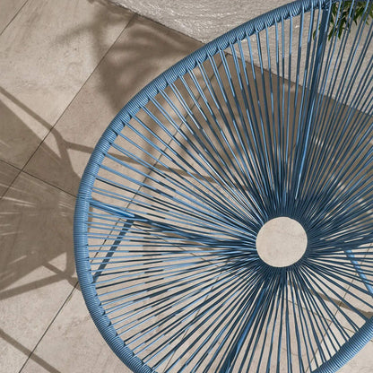 Monaco Outdoor 2 Seater Round Bistro Table and Egg Chairs - Blue - DUSK