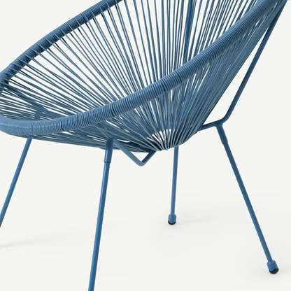 Monaco Outdoor 2 Seater Round Bistro Table and Egg Chairs - Blue - DUSK