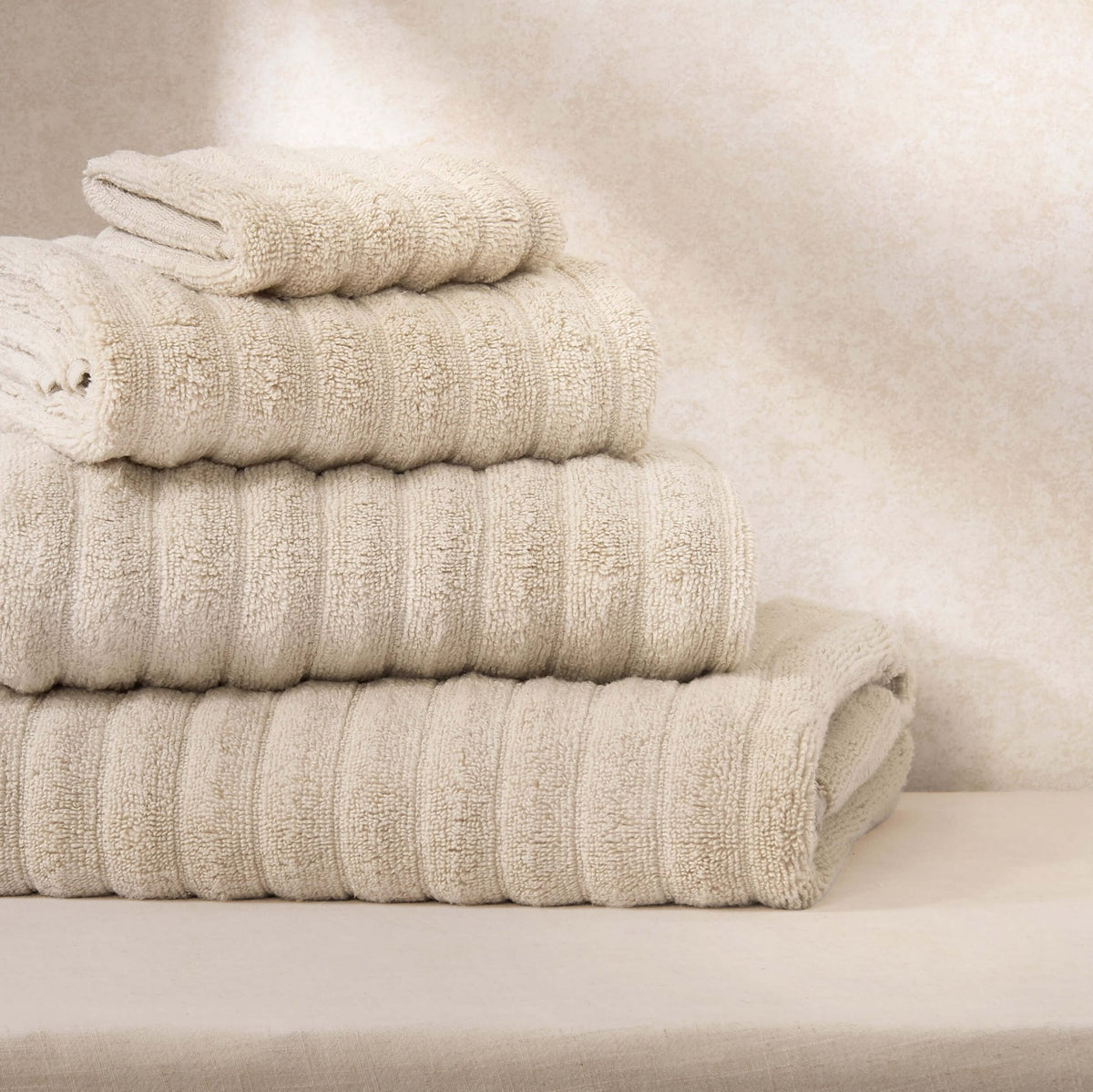 Monaco Plush Ribbed Cotton Towel Collection - Mushroom - DUSK