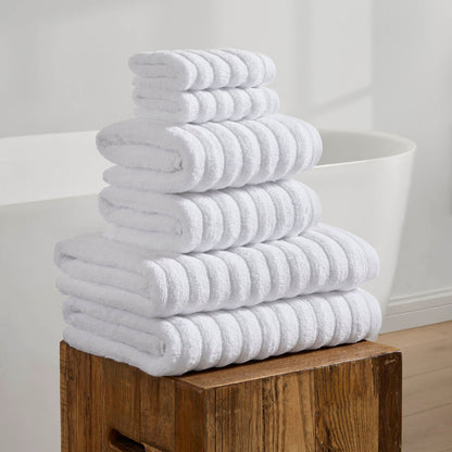Monaco Plush Ribbed Cotton Towel Collection - White - DUSK