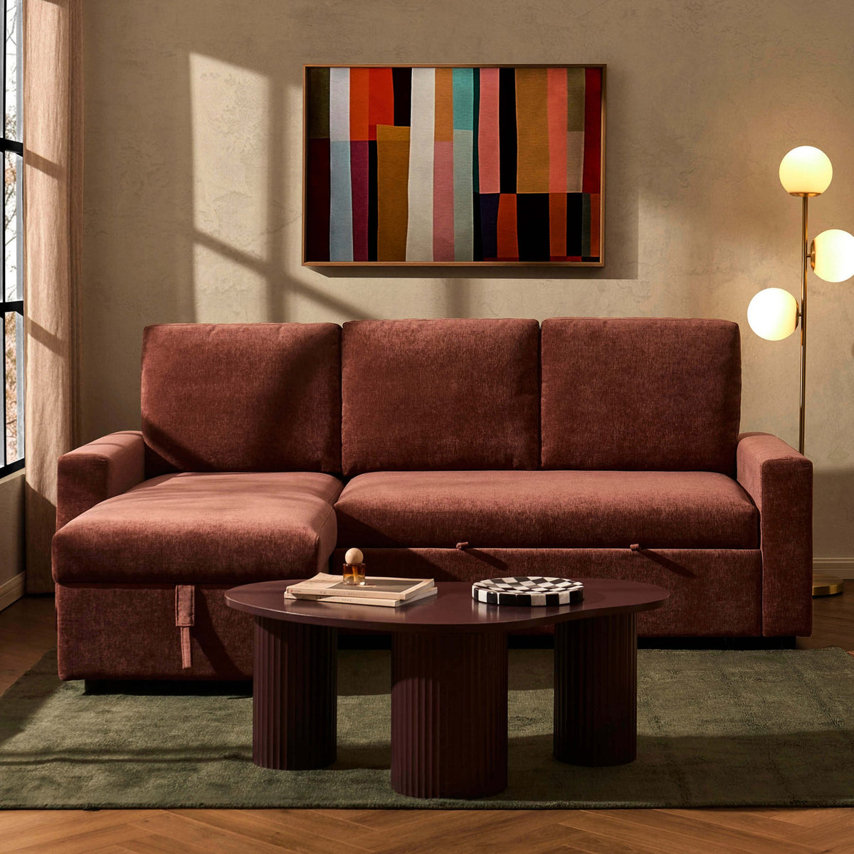 Monroe Sofa Bed - Chenille Dark Rust - DUSK