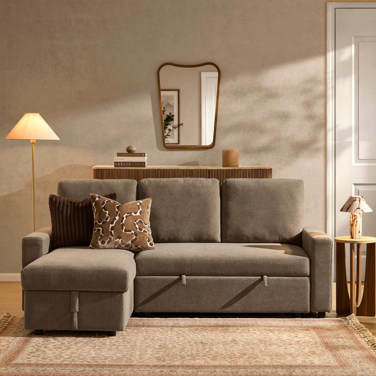 Monroe Sofa Bed - Chenille mushroom - DUSK