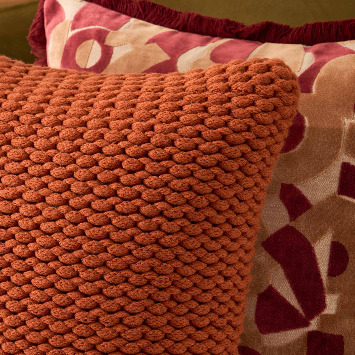 Montreal Chunky Knit Cushion Cover - Orange - DUSK