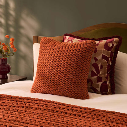 Montreal Chunky Knit Cushion Cover - Orange - DUSK