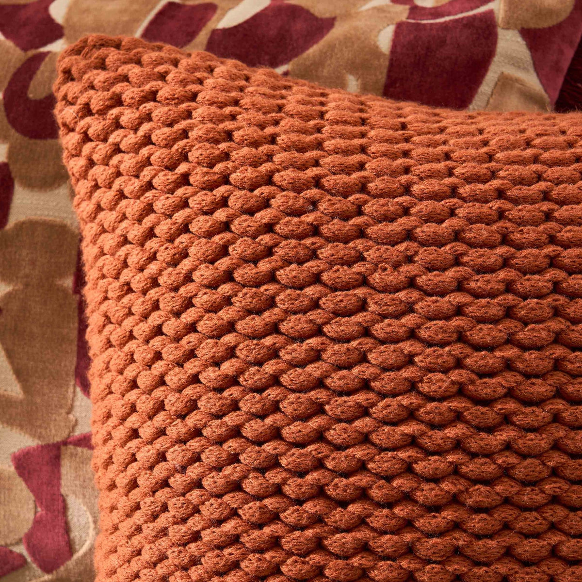 Montreal Chunky Knit Sofa Cushion Cover - Orange - DUSK