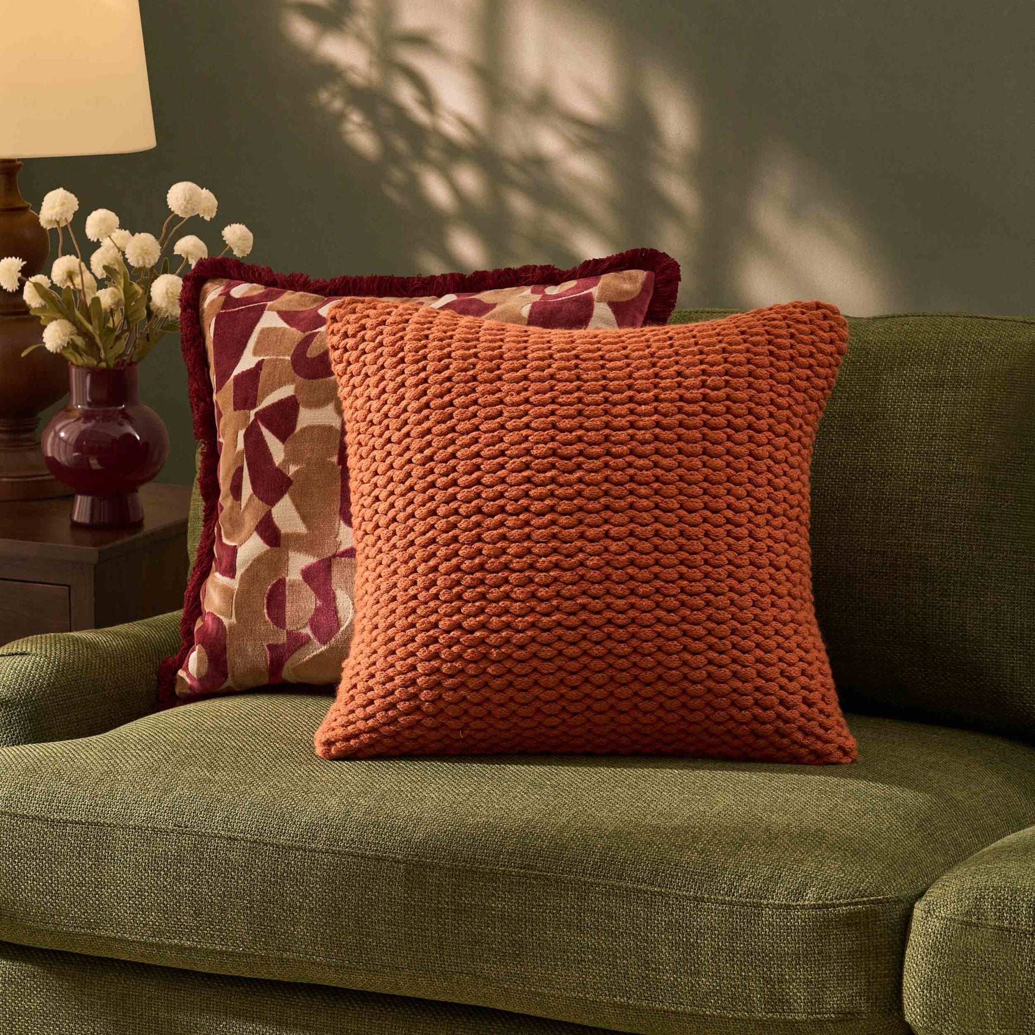Montreal Chunky Knit Sofa Cushion Cover - Orange - DUSK
