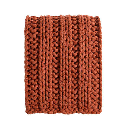 Montreal Chunky Knit Sofa Throw - Orange - DUSK