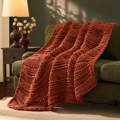 Montreal Chunky Knit Sofa Throw - Orange - DUSK