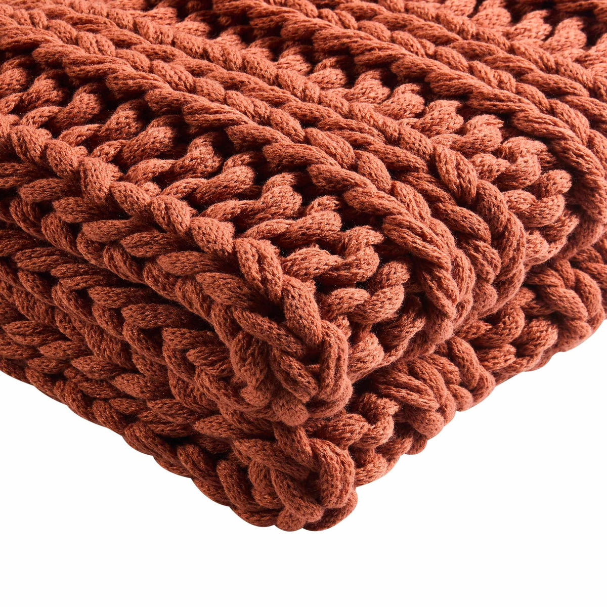 Montreal Chunky Knit Sofa Throw - Orange - DUSK