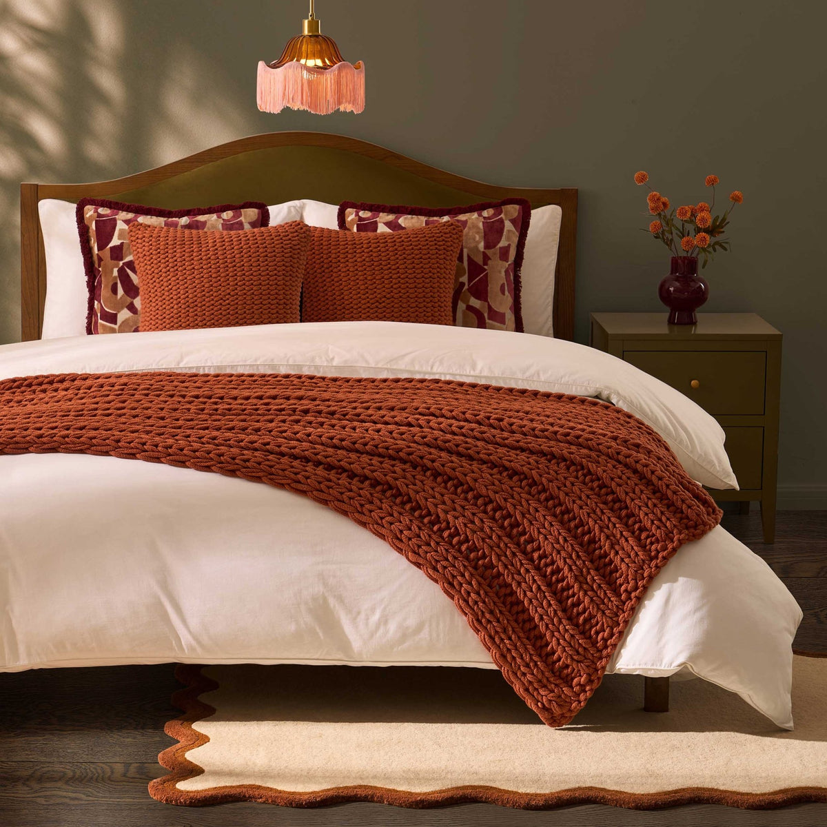 Montreal Chunky Knit Throw - Orange - DUSK