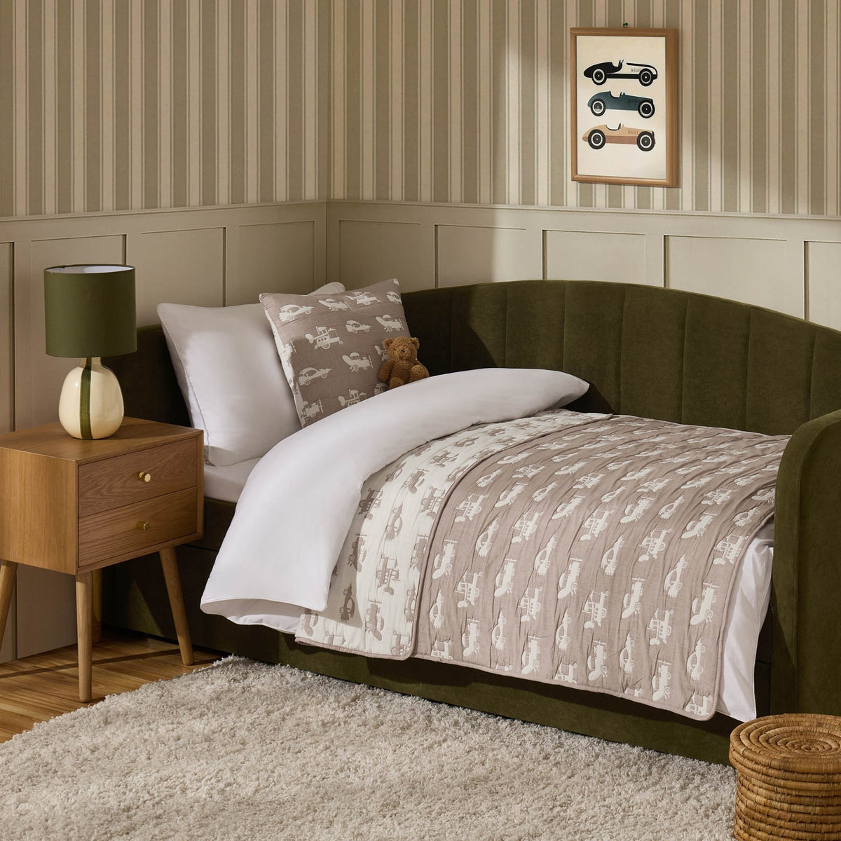 Morgan Transport Matelasse Cushion and Bedspread Set - Taupe - DUSK