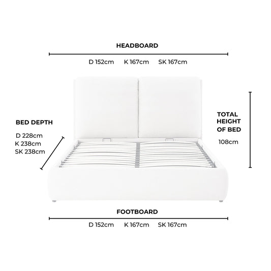Murcia Ottoman Storage Bed - Chenille Oatmeal - DUSK