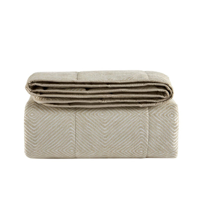 Nairobi Geo Chenille Stitch Quilt Bedspread - Taupe/White - DUSK