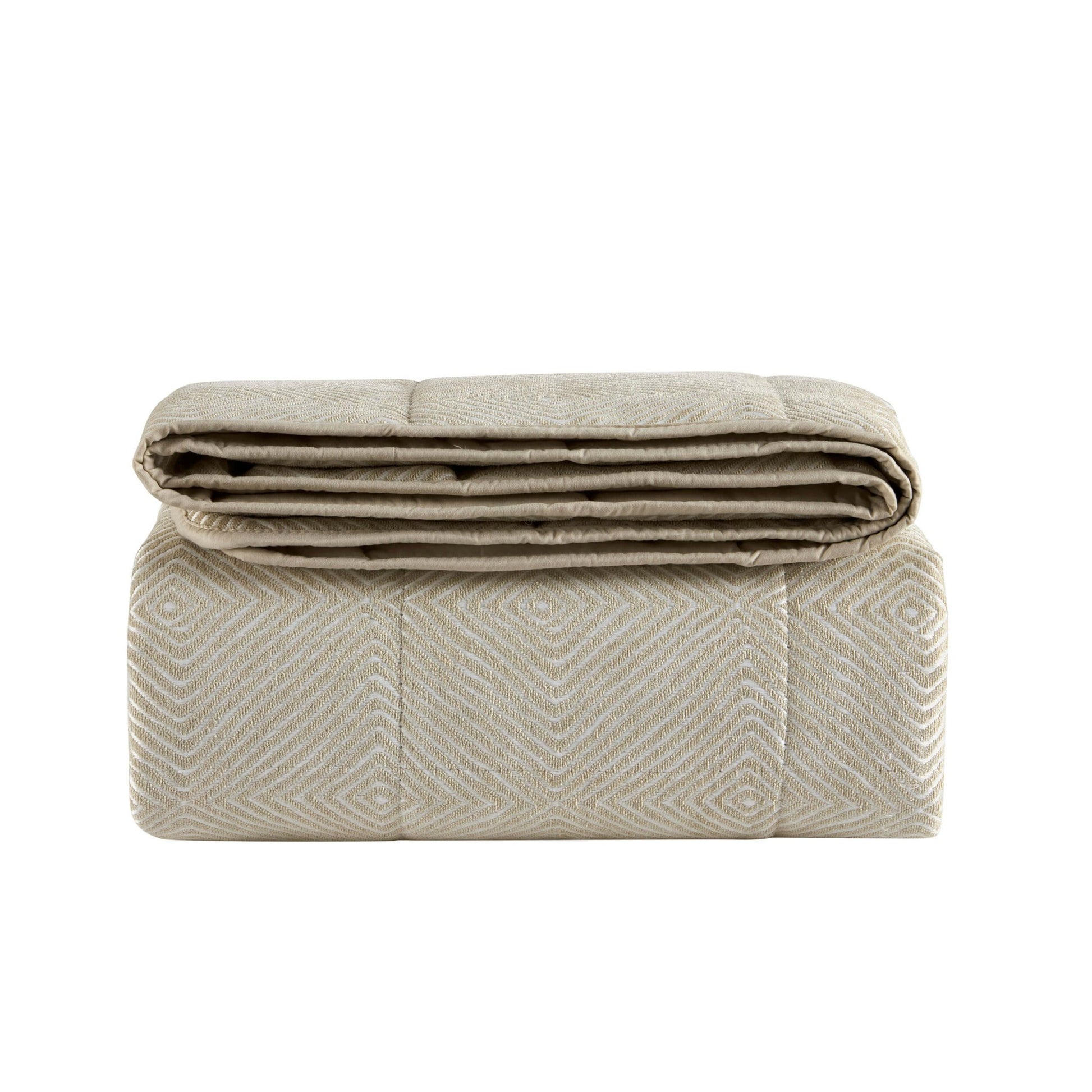 Nairobi Geo Chenille Stitch Quilt Bedspread - Taupe/White - DUSK