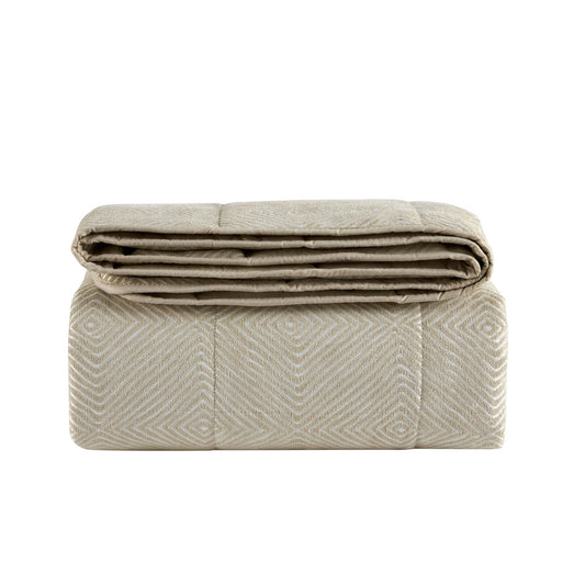 Nairobi Geo Chenille Stitch Quilt Bedspread - Taupe/White - DUSK