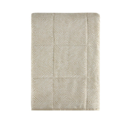 Nairobi Geo Chenille Stitch Quilt Bedspread - Taupe/White - DUSK
