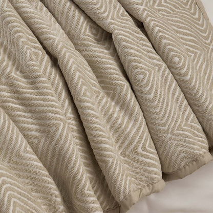 Nairobi Geo Chenille Stitch Quilt Bedspread - Taupe/White - DUSK