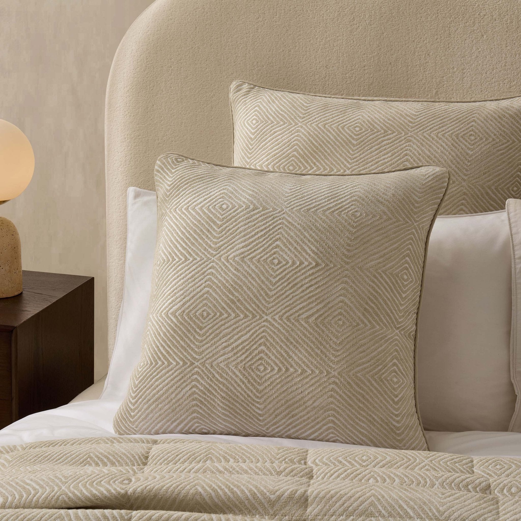 Nairobi Geo Chenille Stitch Quilt Cushion Cover - Taupe/White - DUSK