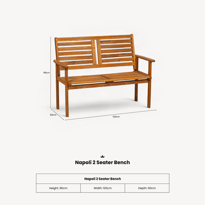 Napoli Outdoor 2 Seater Bench - Natural - DUSK