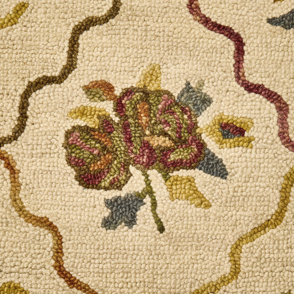 Nate 100% Heavyweight Wool Floral Pattern Rug - Natural/ Multi - DUSK