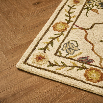 Nate 100% Heavyweight Wool Floral Pattern Rug - Natural/ Multi - DUSK
