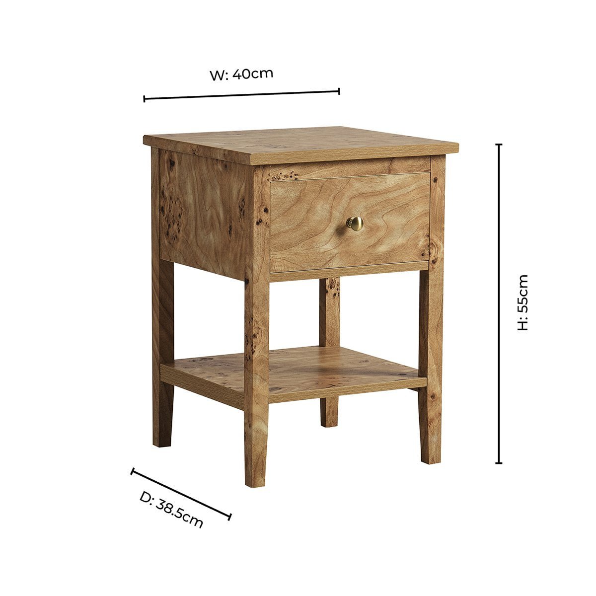 Nell 1 Drawer Nightstand - Light Burl - DUSK