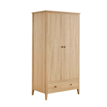Nell 2 Door Wardrobe with Drawer - Light Wood - DUSK
