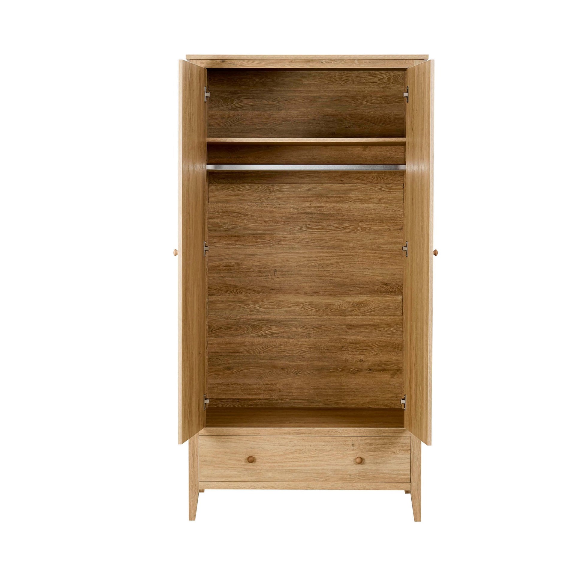 Nell 2 Door Wardrobe with Drawer - Light Wood - DUSK