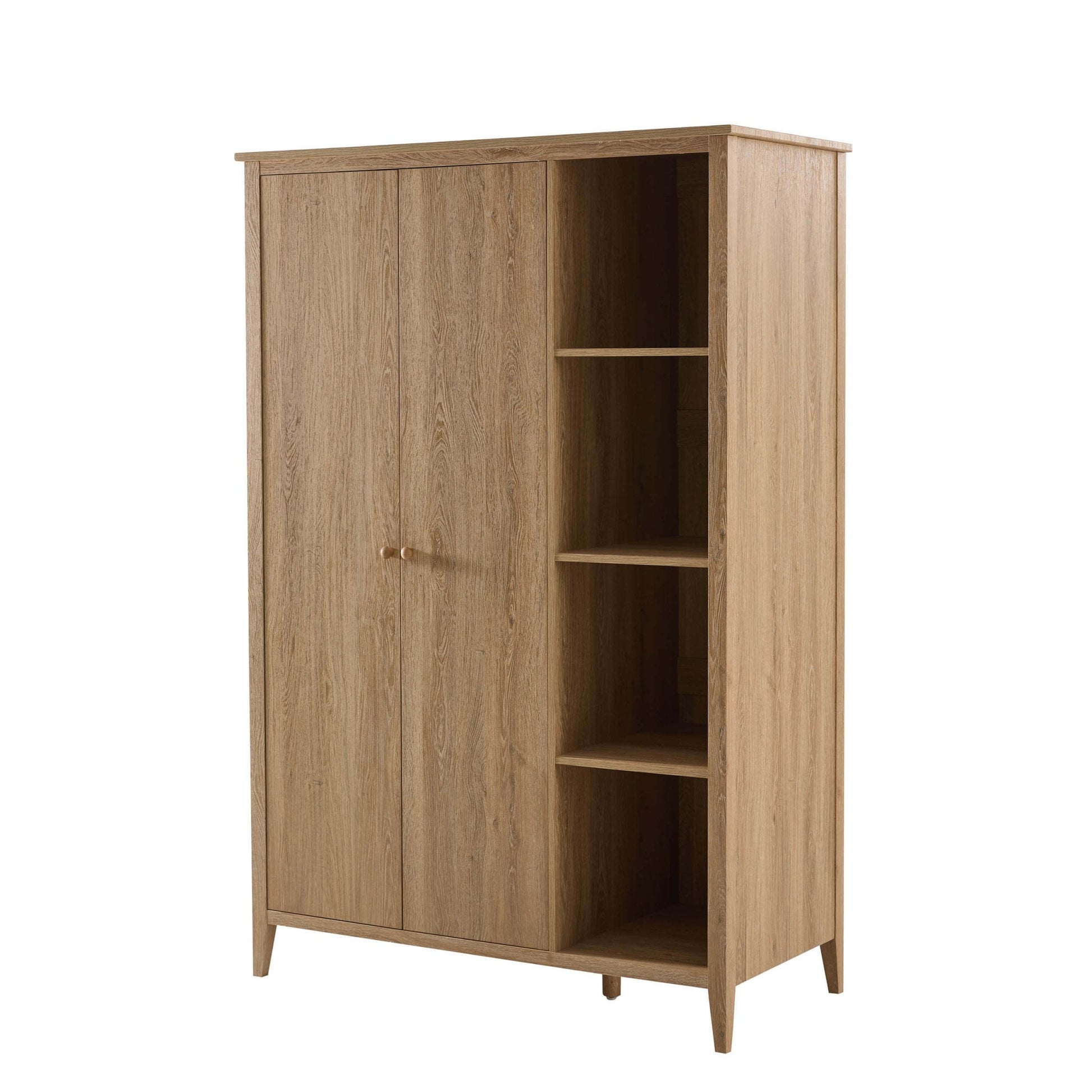 Nell 2 Door Wardrobe with Open Shelves - Light Wood - DUSK