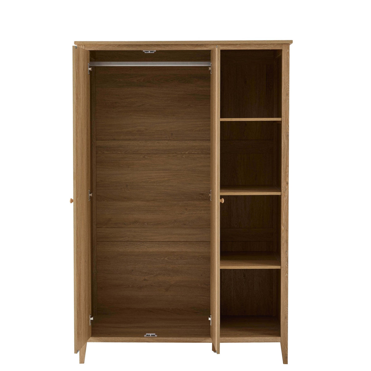 Nell 2 Door Wardrobe with Open Shelves - Light Wood - DUSK