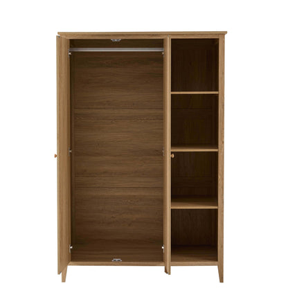 Nell 2 Door Wardrobe with Open Shelves - Light Wood - DUSK
