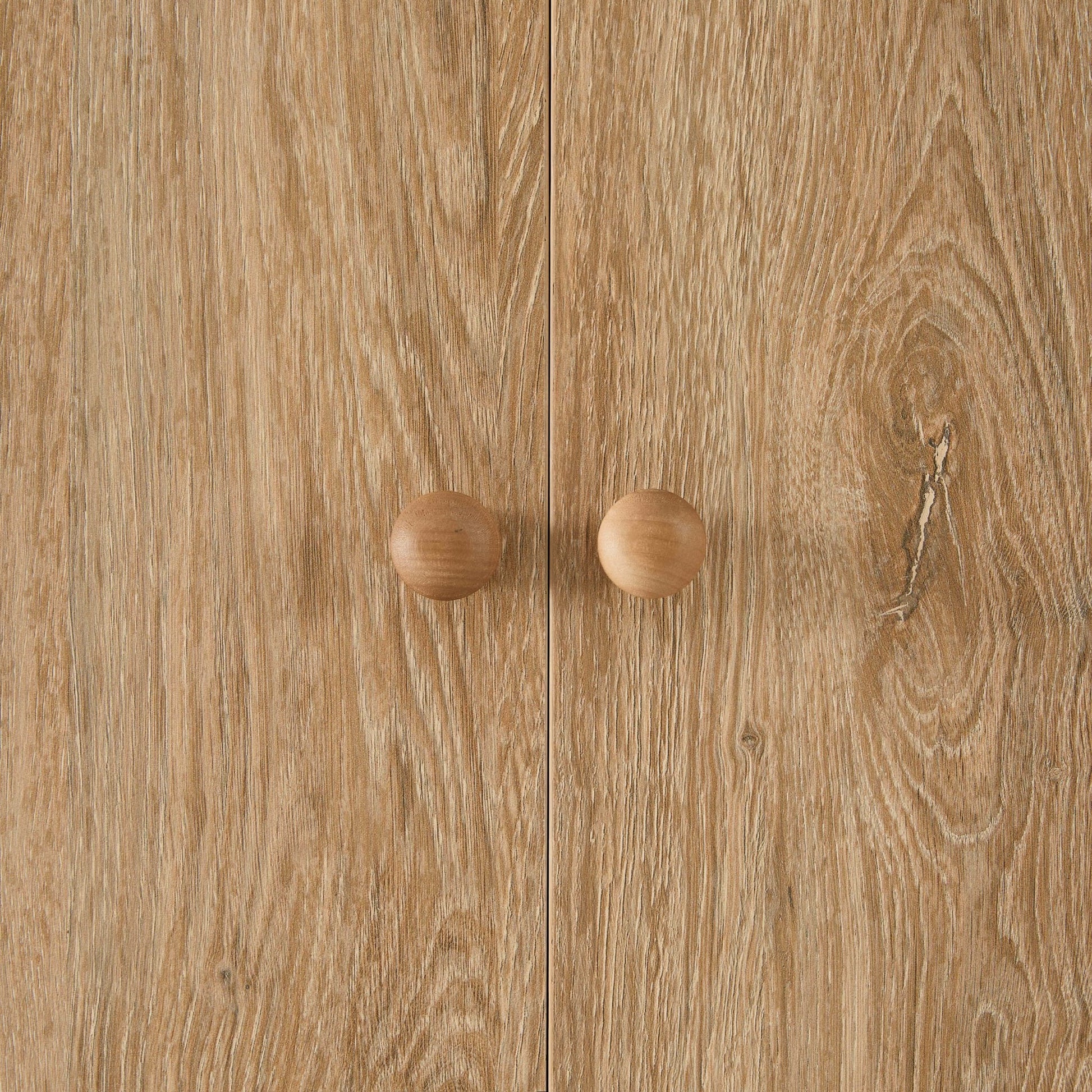 Nell 2 Door Wardrobe with Open Shelves - Light Wood - DUSK