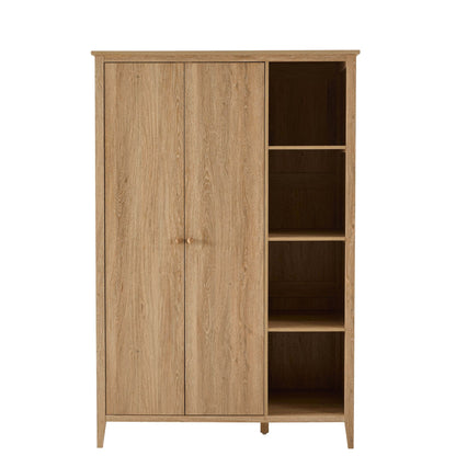 Nell 2 Door Wardrobe with Open Shelves - Light Wood - DUSK