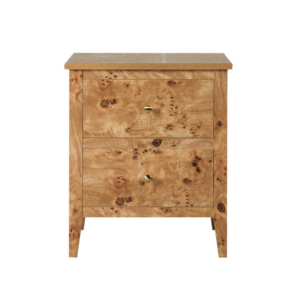 Nell 2 Drawer Bedside - Light Burl - DUSK