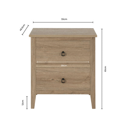 Nell 2 Drawer Bedside Table - Grey - DUSK