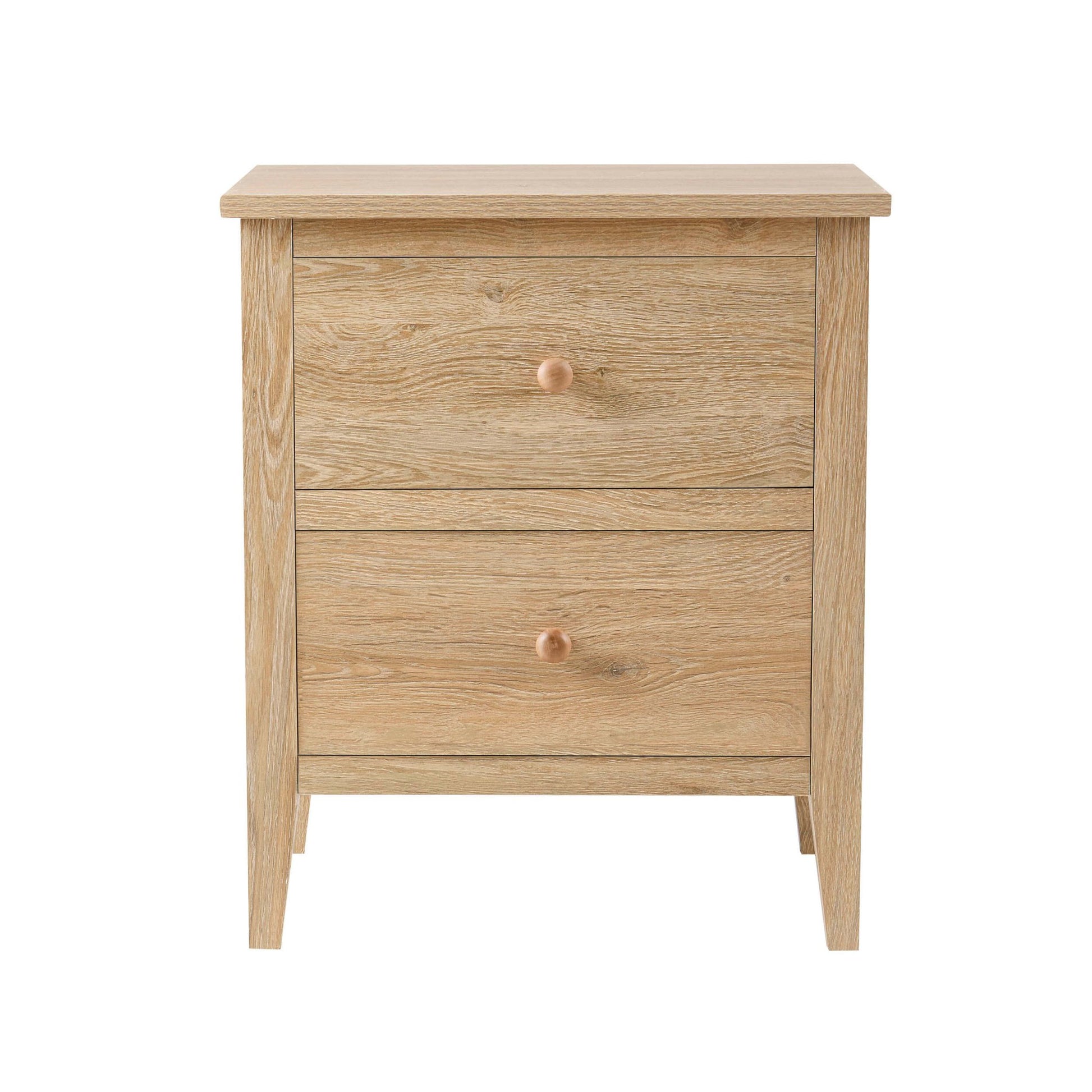 Nell 2 Drawer Bedside Table - Light Wood - DUSK