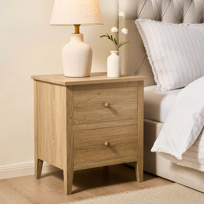 Nell 2 Drawer Bedside Table - Light Wood - DUSK