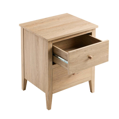 Nell 2 Drawer Bedside Table - Light Wood - DUSK