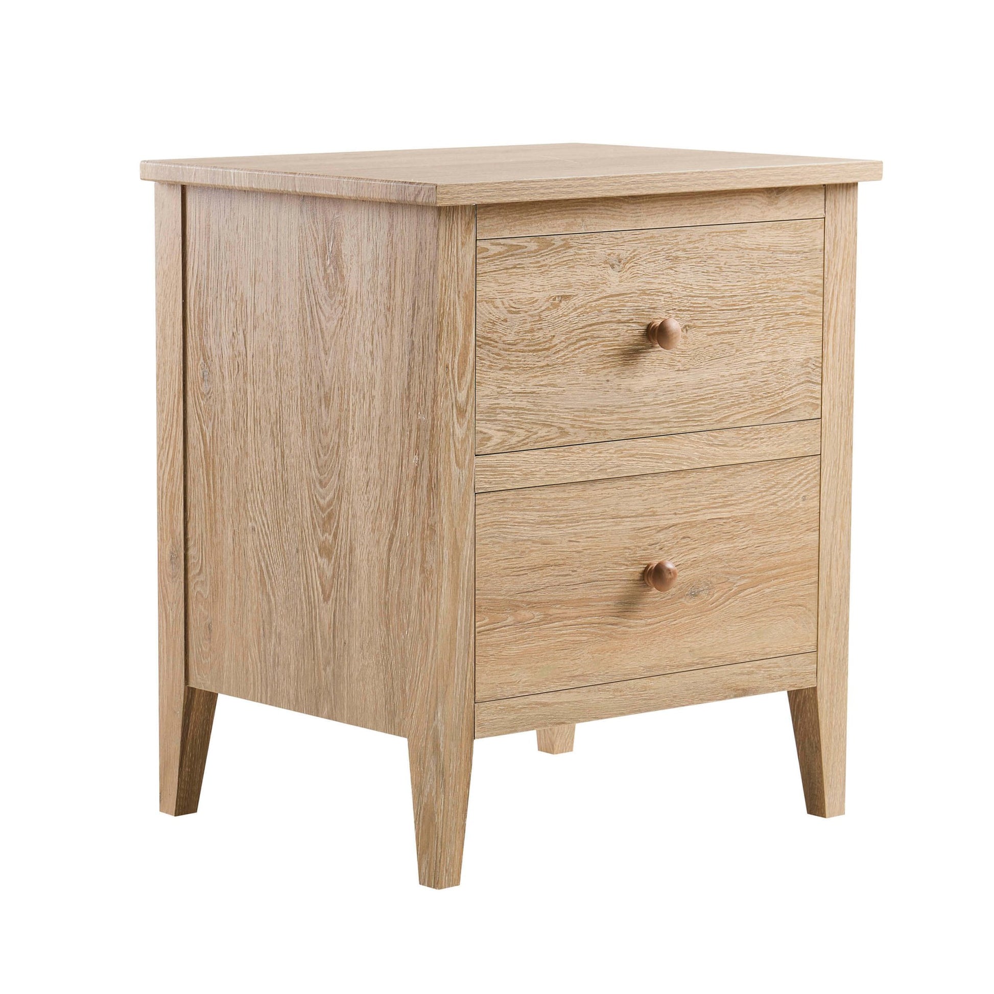 Nell 2 Drawer Bedside Table - Light Wood - DUSK
