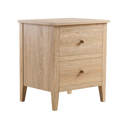 Nell 2 Drawer Bedside Table - Light Wood - DUSK