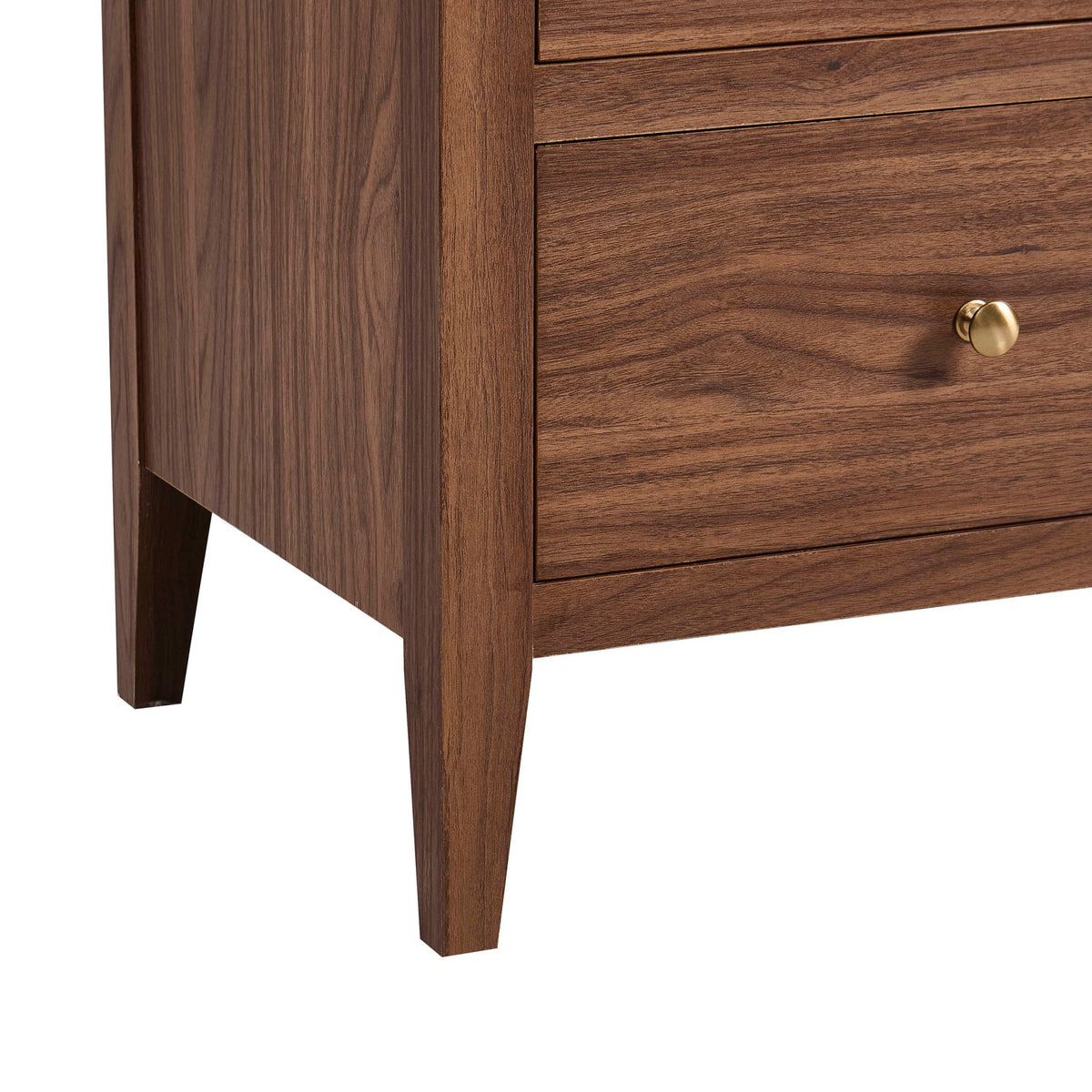 Nell 2 Drawer Bedside Table - Mid Wood/ Travertine Effect - DUSK