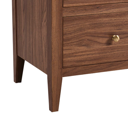 Nell 2 Drawer Bedside Table - Mid Wood/ Travertine Effect - DUSK