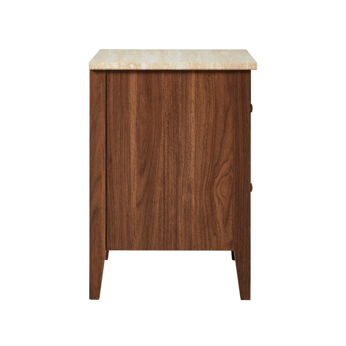 Nell 2 Drawer Bedside Table - Mid Wood/ Travertine Effect - DUSK