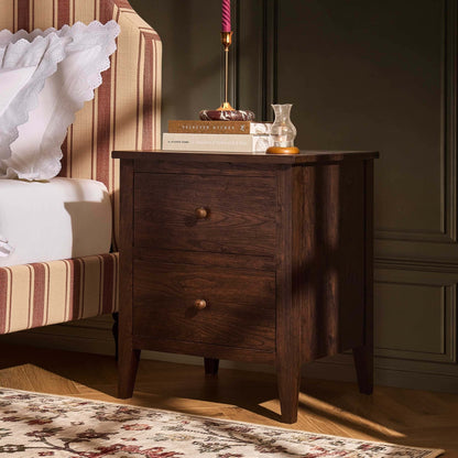 Nell 2 Drawer Bedside Table - Walnut - DUSK