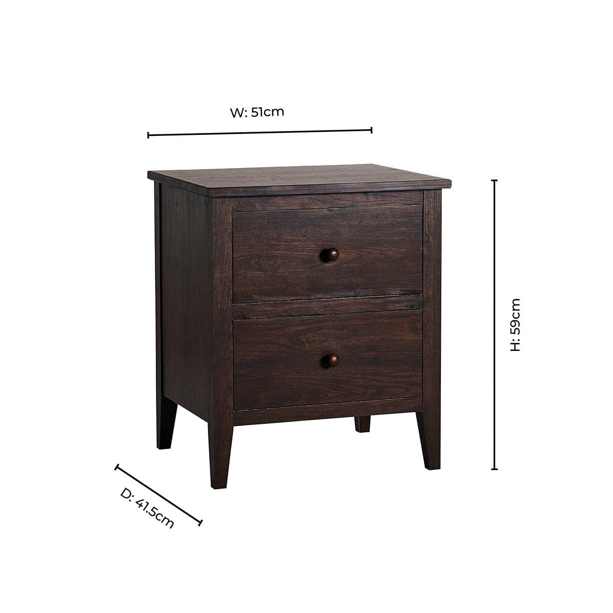 Nell 2 Drawer Bedside Table - Walnut - DUSK