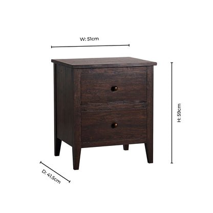 Nell 2 Drawer Bedside Table - Walnut - DUSK
