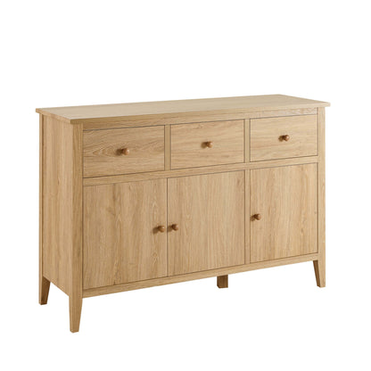 Nell 3 Door Sideboard with Drawers - Light Wood - DUSK
