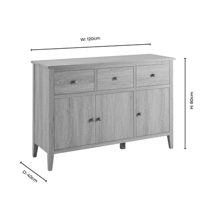 Nell 3 Door Sideboard with Drawers - Light Wood - DUSK